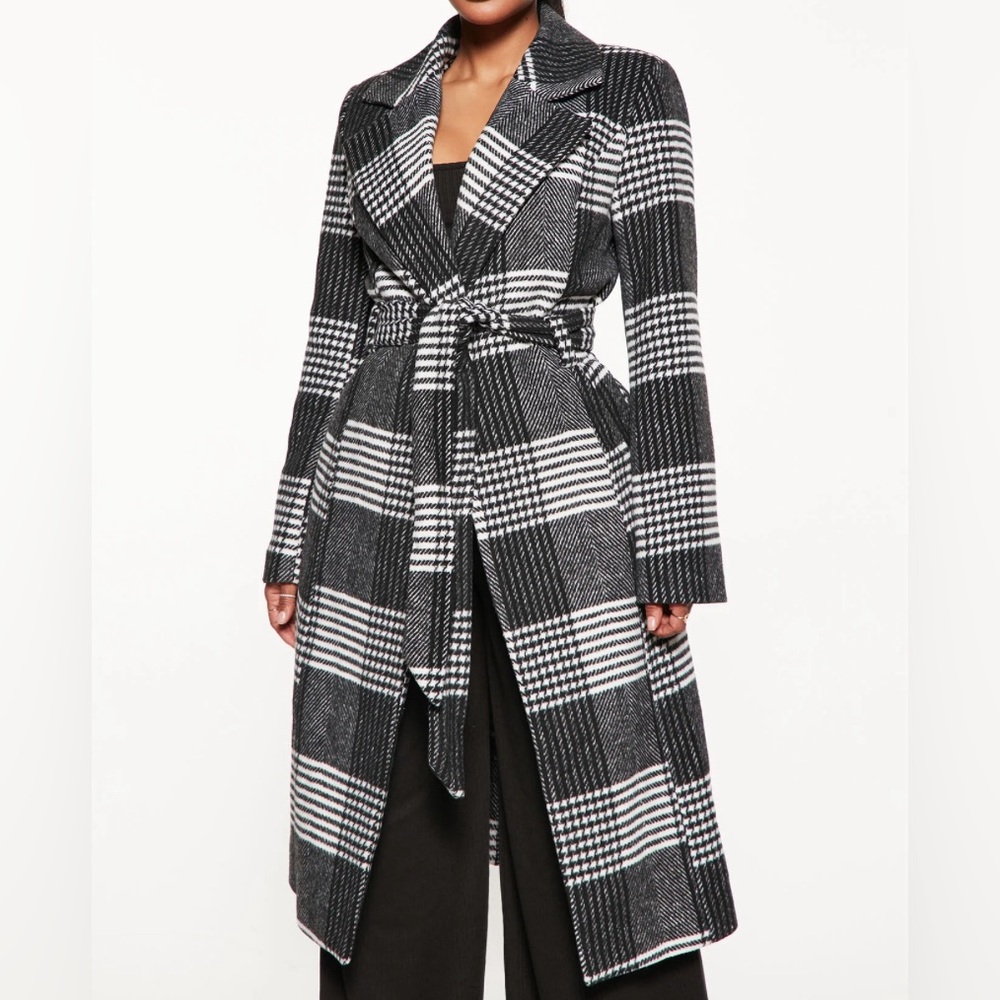 New. Plaid Trench Coat